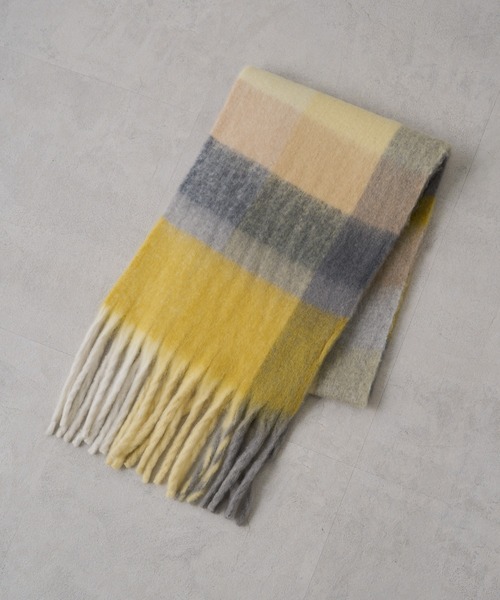 PUAL CE CIN（ピュアルセシン）の「起毛フェイクウールチェックマフラー（マフラー・レディース・ブラウン系その他/イエロー系その他・FREE）」の5枚目の写真