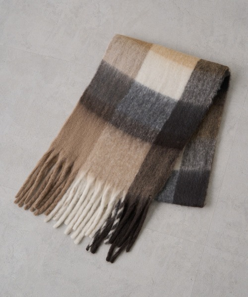 PUAL CE CIN（ピュアルセシン）の「起毛フェイクウールチェックマフラー（マフラー・レディース・ブラウン系その他/イエロー系その他・FREE）」の9枚目の写真