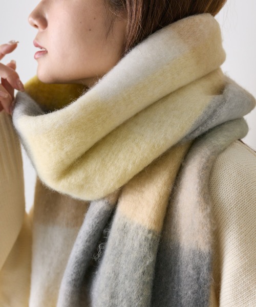 PUAL CE CIN（ピュアルセシン）の「起毛フェイクウールチェックマフラー（マフラー・レディース・ブラウン系その他/イエロー系その他・FREE）」の4枚目の写真