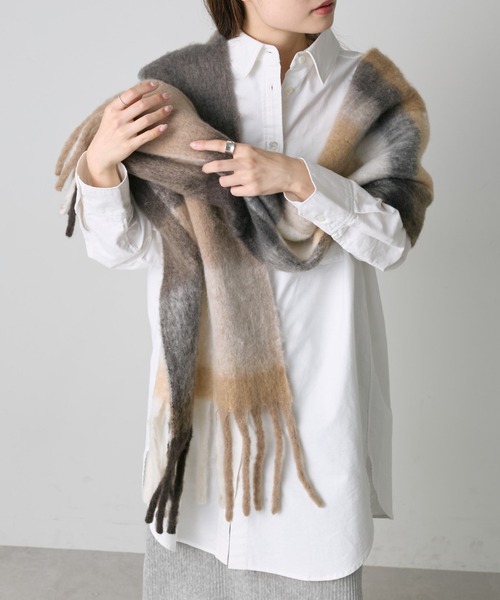 PUAL CE CIN（ピュアルセシン）の「起毛フェイクウールチェックマフラー（マフラー・レディース・ブラウン系その他/イエロー系その他・FREE）」の7枚目の写真