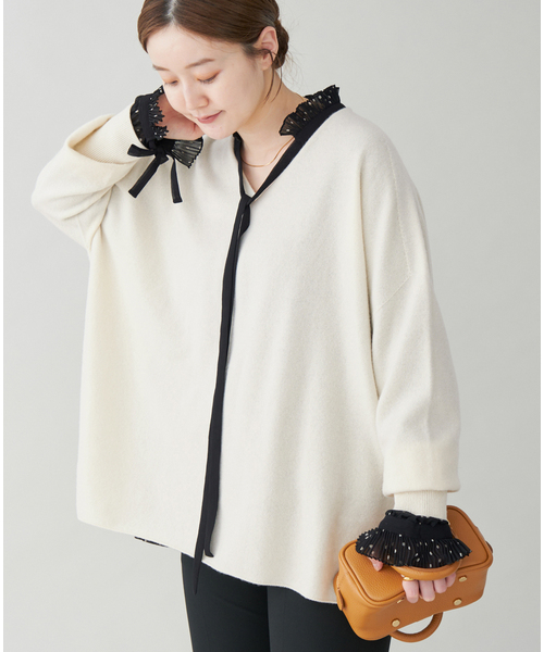 Fine ニュージーウール ニュアンス Vプルオーバー（ニット