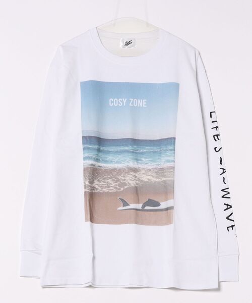 ARCHIVER(アーカイバ)の「【Bl】16/-天竺 サーフプリント長袖Tシャツ(Tシャツ/カットソー・メンズ・グレー/ホワイト・MEDIUM/LARGE)」の5枚目の写真