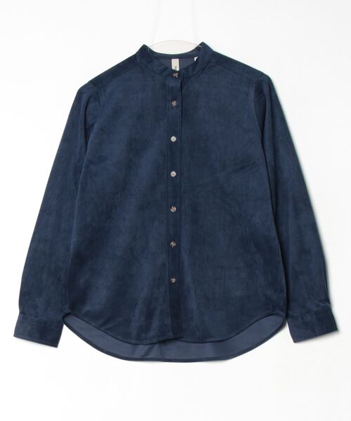 TOKYO SHIRTS(トウキョウシャツ)の「【Pitta Re:)】 コーデュロイ風 スタンド 長袖カジュアルシャツ(シャツ/ブラウス・レディース・ネイビー/ブラウン/カーキ・L/M/LL)」の3枚目の写真