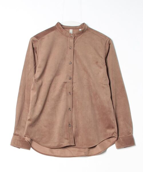 TOKYO SHIRTS(トウキョウシャツ)の「【Pitta Re:)】 コーデュロイ風 スタンド 長袖カジュアルシャツ(シャツ/ブラウス・レディース・ネイビー/ブラウン/カーキ・L/M/LL)」の1枚目の写真