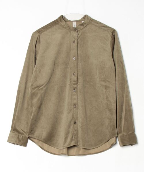 TOKYO SHIRTS(トウキョウシャツ)の「【Pitta Re:)】 コーデュロイ風 スタンド 長袖カジュアルシャツ(シャツ/ブラウス・レディース・ネイビー/ブラウン/カーキ・L/M/LL)」の2枚目の写真