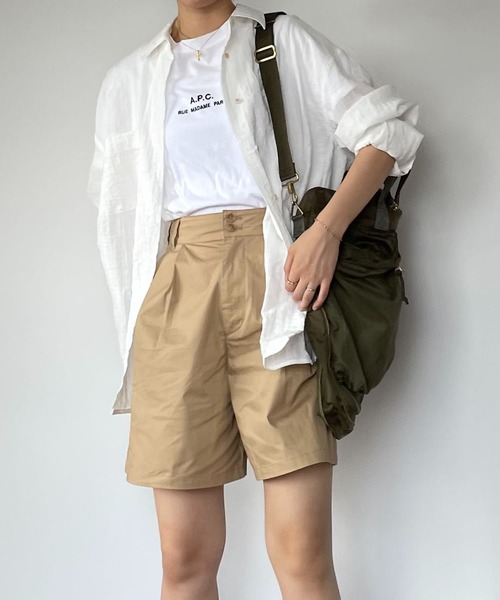 ABBEY MARKET(アビーマーケット)の「【lalagom】タックハーフパンツ(チノパンツ・レディース・ベージュ/ブラック・MEDIUM/SMALL)」の10枚目の写真