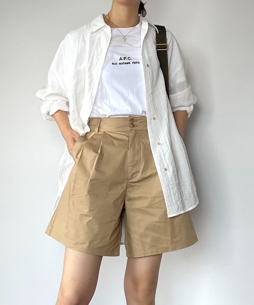 ABBEY MARKET(アビーマーケット)の「【lalagom】タックハーフパンツ(チノパンツ・レディース・ベージュ/ブラック・MEDIUM/SMALL)」の11枚目の写真