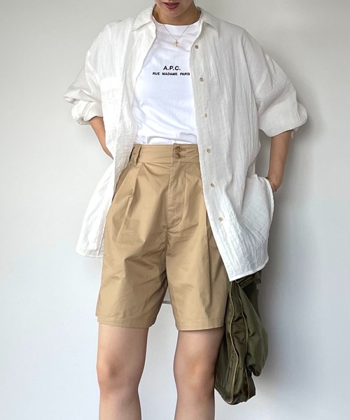ABBEY MARKET(アビーマーケット)の「【lalagom】タックハーフパンツ(チノパンツ・レディース・ベージュ/ブラック・MEDIUM/SMALL)」の12枚目の写真