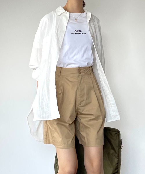 ABBEY MARKET(アビーマーケット)の「【lalagom】タックハーフパンツ(チノパンツ・レディース・ベージュ/ブラック・MEDIUM/SMALL)」の13枚目の写真