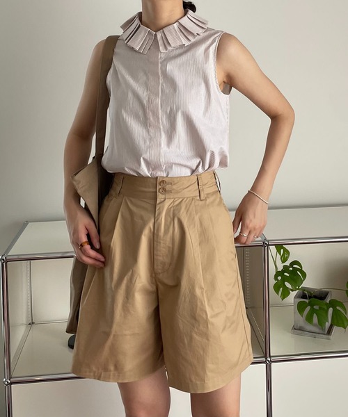 ABBEY MARKET(アビーマーケット)の「【lalagom】タックハーフパンツ(チノパンツ・レディース・ベージュ/ブラック・MEDIUM/SMALL)」の16枚目の写真