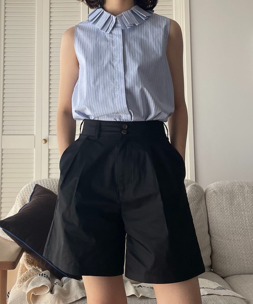 ABBEY MARKET(アビーマーケット)の「【lalagom】タックハーフパンツ(チノパンツ・レディース・ベージュ/ブラック・MEDIUM/SMALL)」の17枚目の写真