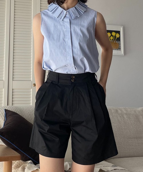 ABBEY MARKET(アビーマーケット)の「【lalagom】タックハーフパンツ(チノパンツ・レディース・ベージュ/ブラック・MEDIUM/SMALL)」の19枚目の写真