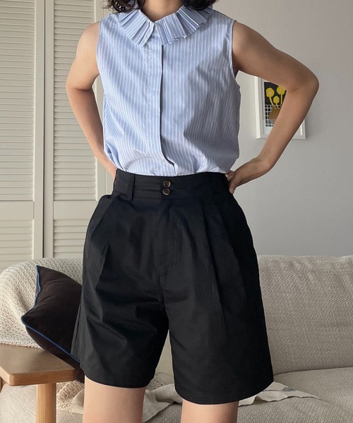 ABBEY MARKET(アビーマーケット)の「【lalagom】タックハーフパンツ(チノパンツ・レディース・ベージュ/ブラック・MEDIUM/SMALL)」の20枚目の写真