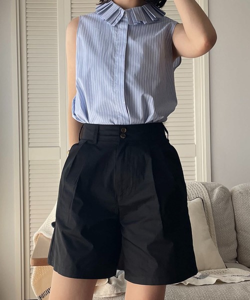 ABBEY MARKET(アビーマーケット)の「【lalagom】タックハーフパンツ(チノパンツ・レディース・ベージュ/ブラック・MEDIUM/SMALL)」の21枚目の写真