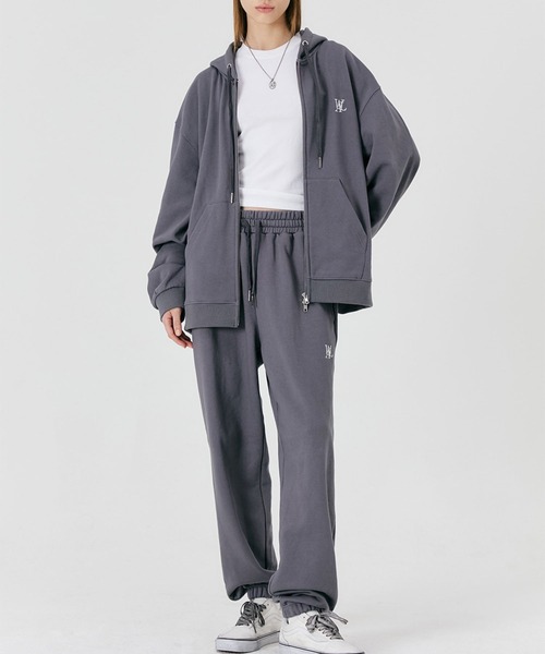 WOOALONG(ウアロン)の「【UNISEX】WOOALONG/ジョガーパンツ(ウラケ)(スウェットパンツ・レディース・ブラック/グレー/チャコール・MEDIUM/LARGE)」の4枚目の写真