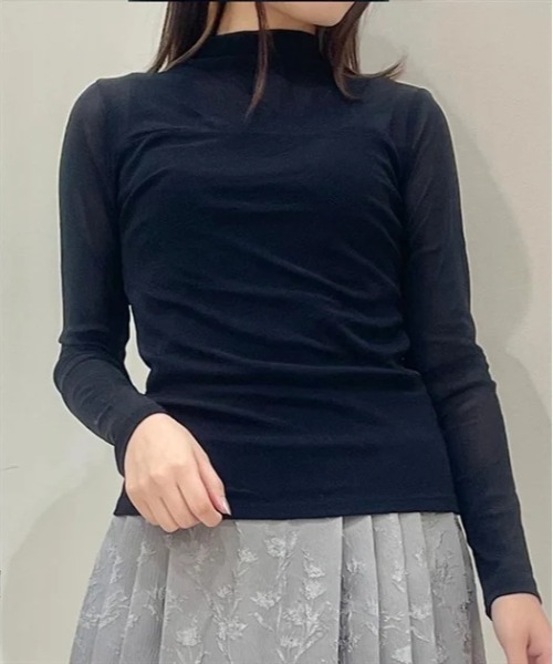 axes femme（アクシーズファム）の「シアーボトルネックプルオーバー（Tシャツ/カットソー・レディース・ブラック/ブラウン/キナリ/チャコール・FREE）」の3枚目の写真
