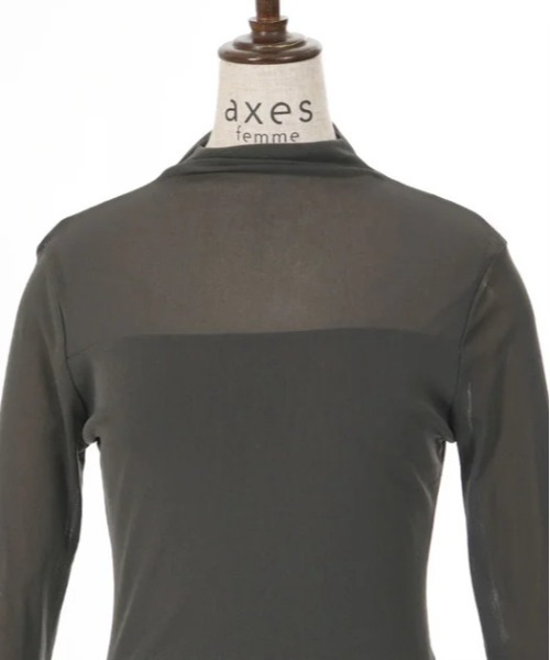axes femme（アクシーズファム）の「シアーボトルネックプルオーバー（Tシャツ/カットソー・レディース・ブラック/ブラウン/キナリ/チャコール・FREE）」の5枚目の写真
