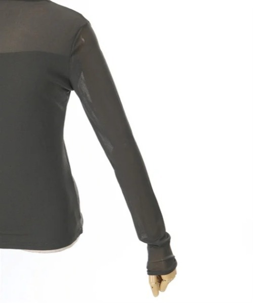 axes femme（アクシーズファム）の「シアーボトルネックプルオーバー（Tシャツ/カットソー・レディース・ブラック/ブラウン/キナリ/チャコール・FREE）」の10枚目の写真
