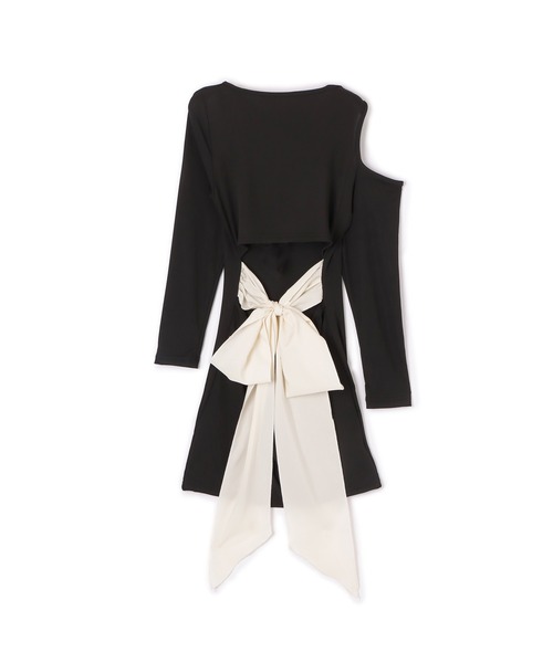 silky back ribbon mini dress/シルキーバックリボンミニドレス
