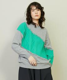 ☆未使用☆タグ付 フラボア ヘリンミック ニットプルオーバー サイズ1 SAISON DE PAPILLON ニット セーター 畦編み深みVネックニット