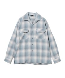 オンブレチェック オープンカラーシャツ