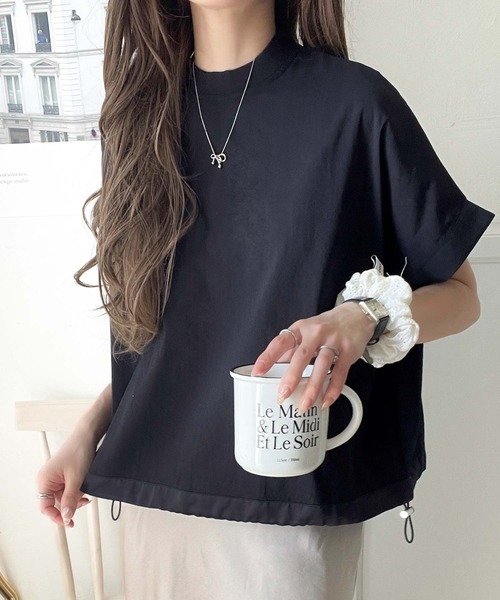 classicalelf(クラシカルエルフ)の「トレンドライクなデザイン。ドロスト付き機能Tee (半袖)(Tシャツ/カットソー・レディース・ブラック/ネイビー/ホワイト・LARGE/MEDIUM/SMALL/X-LARGE)」の15枚目の写真