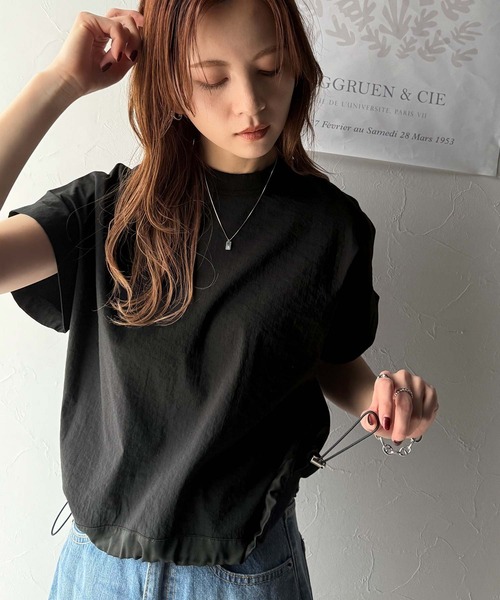 classicalelf(クラシカルエルフ)の「トレンドライクなデザイン。ドロスト付き機能Tee (半袖)(Tシャツ/カットソー・レディース・ブラック/ネイビー/ホワイト・LARGE/MEDIUM/SMALL/X-LARGE)」の7枚目の写真