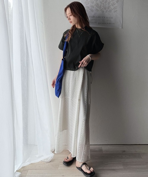 classicalelf(クラシカルエルフ)の「トレンドライクなデザイン。ドロスト付き機能Tee (半袖)(Tシャツ/カットソー・レディース・ブラック/ネイビー/ホワイト・LARGE/MEDIUM/SMALL/X-LARGE)」の10枚目の写真