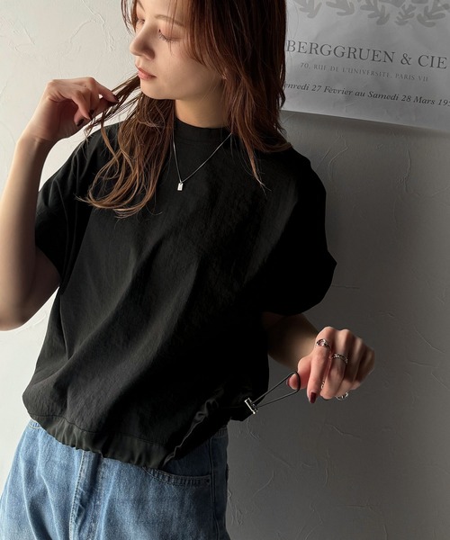 classicalelf(クラシカルエルフ)の「トレンドライクなデザイン。ドロスト付き機能Tee (半袖)(Tシャツ/カットソー・レディース・ブラック/ネイビー/ホワイト・LARGE/MEDIUM/SMALL/X-LARGE)」の8枚目の写真