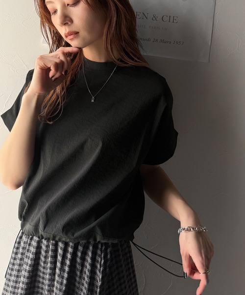 classicalelf(クラシカルエルフ)の「トレンドライクなデザイン。ドロスト付き機能Tee (半袖)(Tシャツ/カットソー・レディース・ブラック/ネイビー/ホワイト・LARGE/MEDIUM/SMALL/X-LARGE)」の6枚目の写真