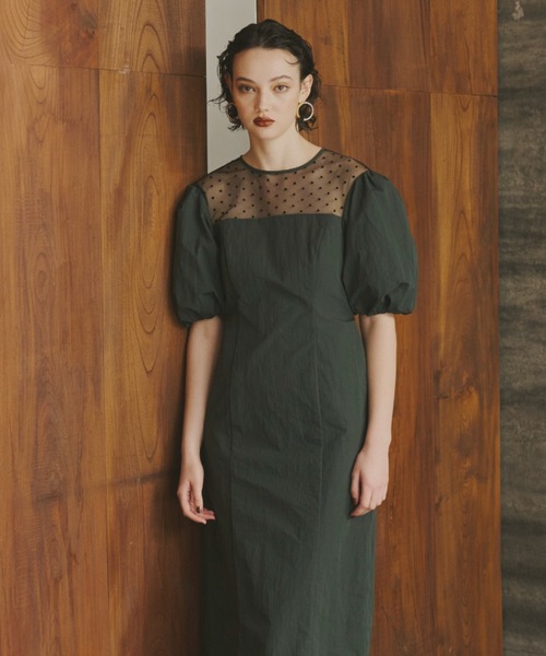 デコルテドットドレス / decollete dot dress（ドレス）｜ANDRESD