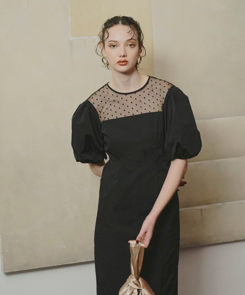 デコルテドットドレス / decollete dot dress（ドレス）｜ANDRESD