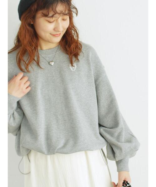 Samansa Mos2（サマンサ モスモス）の「イニシャル刺繍裾ドロストスウェット（Tシャツ/カットソー・レディース・グレー/オフホワイト/チャコールグレー・F）」の3枚目の写真