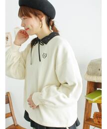 Samansa Mos2 | イニシャル刺繍裾ドロストスウェット(Tシャツ/カットソー)