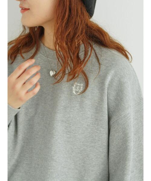Samansa Mos2（サマンサ モスモス）の「イニシャル刺繍裾ドロストスウェット（Tシャツ/カットソー・レディース・グレー/オフホワイト/チャコールグレー・F）」の10枚目の写真