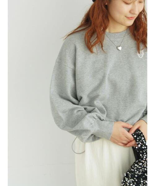 Samansa Mos2（サマンサ モスモス）の「イニシャル刺繍裾ドロストスウェット（Tシャツ/カットソー・レディース・グレー/オフホワイト/チャコールグレー・F）」の9枚目の写真