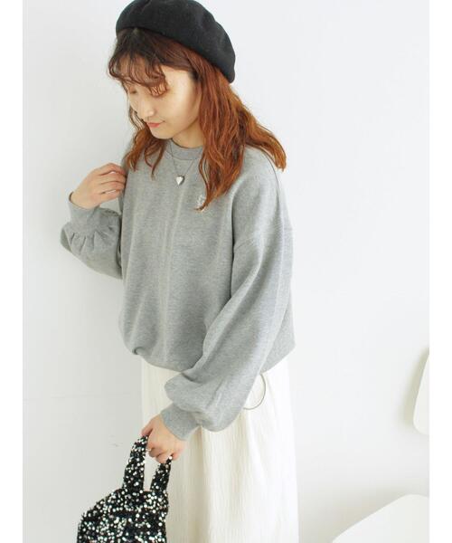 Samansa Mos2（サマンサ モスモス）の「イニシャル刺繍裾ドロストスウェット（Tシャツ/カットソー・レディース・グレー/オフホワイト/チャコールグレー・F）」の7枚目の写真