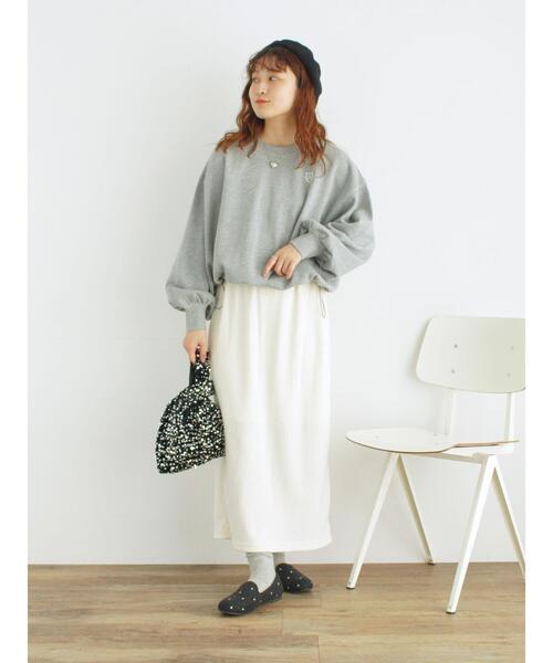 Samansa Mos2（サマンサ モスモス）の「イニシャル刺繍裾ドロストスウェット（Tシャツ/カットソー・レディース・グレー/オフホワイト/チャコールグレー・F）」の5枚目の写真