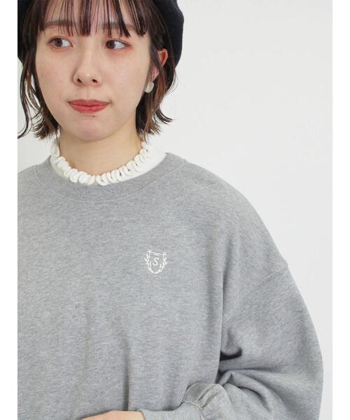 Samansa Mos2（サマンサ モスモス）の「イニシャル刺繍裾ドロストスウェット（Tシャツ/カットソー・レディース・グレー/オフホワイト/チャコールグレー・F）」の22枚目の写真