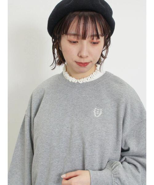 Samansa Mos2（サマンサ モスモス）の「イニシャル刺繍裾ドロストスウェット（Tシャツ/カットソー・レディース・グレー/オフホワイト/チャコールグレー・F）」の21枚目の写真