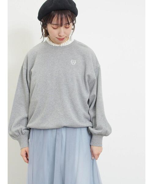 Samansa Mos2（サマンサ モスモス）の「イニシャル刺繍裾ドロストスウェット（Tシャツ/カットソー・レディース・グレー/オフホワイト/チャコールグレー・F）」の20枚目の写真