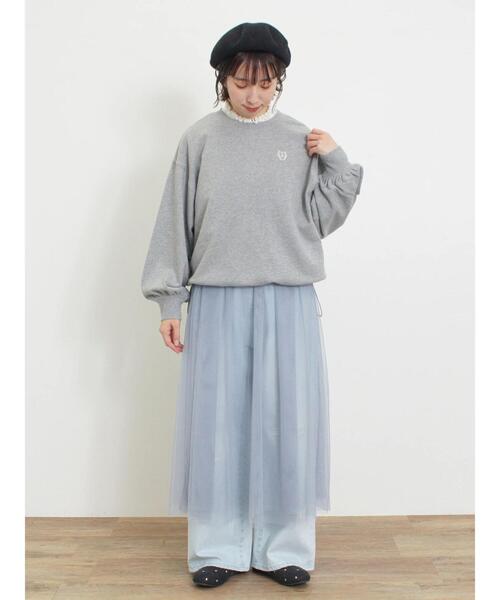 Samansa Mos2（サマンサ モスモス）の「イニシャル刺繍裾ドロストスウェット（Tシャツ/カットソー・レディース・グレー/オフホワイト/チャコールグレー・F）」の18枚目の写真