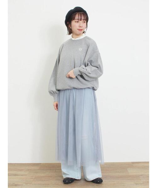 Samansa Mos2（サマンサ モスモス）の「イニシャル刺繍裾ドロストスウェット（Tシャツ/カットソー・レディース・グレー/オフホワイト/チャコールグレー・F）」の17枚目の写真