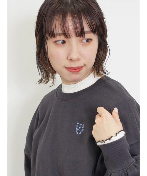 Samansa Mos2（サマンサ モスモス）の「イニシャル刺繍裾ドロストスウェット（Tシャツ/カットソー・レディース・グレー/オフホワイト/チャコールグレー・F）」の16枚目の写真