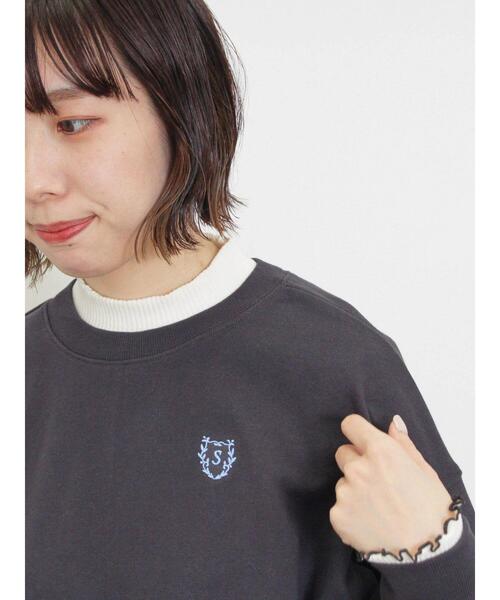 Samansa Mos2（サマンサ モスモス）の「イニシャル刺繍裾ドロストスウェット（Tシャツ/カットソー・レディース・グレー/オフホワイト/チャコールグレー・F）」の15枚目の写真