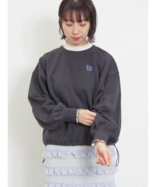 Samansa Mos2（サマンサ モスモス）の「イニシャル刺繍裾ドロストスウェット（Tシャツ/カットソー・レディース・グレー/オフホワイト/チャコールグレー・F）」の12枚目の写真