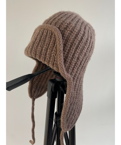 Didot.showroom（ディドット ショールーム）の「イヤーフラットビーニー01（ニットキャップ/ビーニー・レディース・グレー/ブラウン/ブラック/アイボリー・FREE）」の4枚目の写真