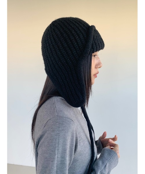 Didot.showroom（ディドット ショールーム）の「イヤーフラットビーニー01（ニットキャップ/ビーニー・レディース・グレー/ブラウン/ブラック/アイボリー・FREE）」の3枚目の写真