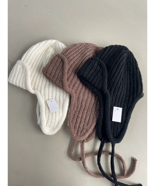 Didot.showroom（ディドット ショールーム）の「イヤーフラットビーニー01（ニットキャップ/ビーニー・レディース・グレー/ブラウン/ブラック/アイボリー・FREE）」の5枚目の写真