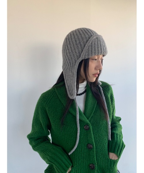 Didot.showroom（ディドット ショールーム）の「イヤーフラットビーニー01（ニットキャップ/ビーニー・レディース・グレー/ブラウン/ブラック/アイボリー・FREE）」の14枚目の写真